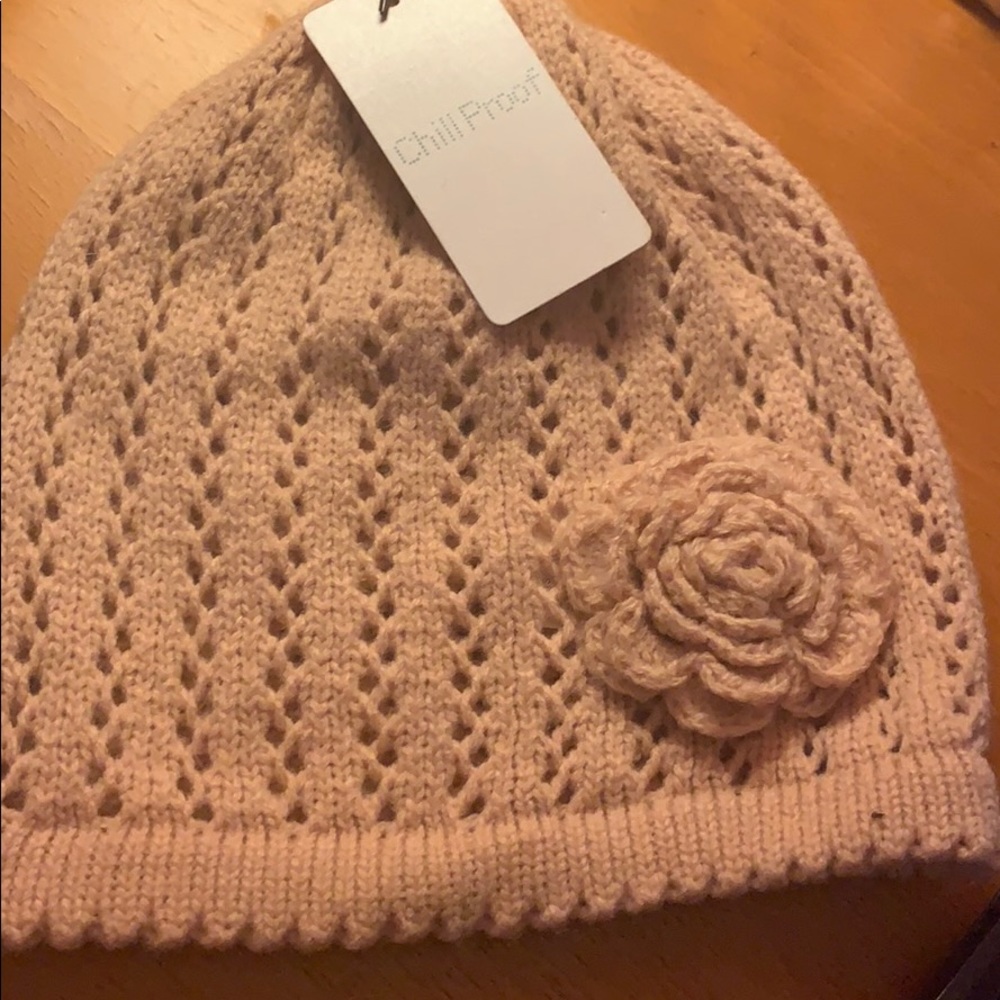 Knitted Beanie with floral detail